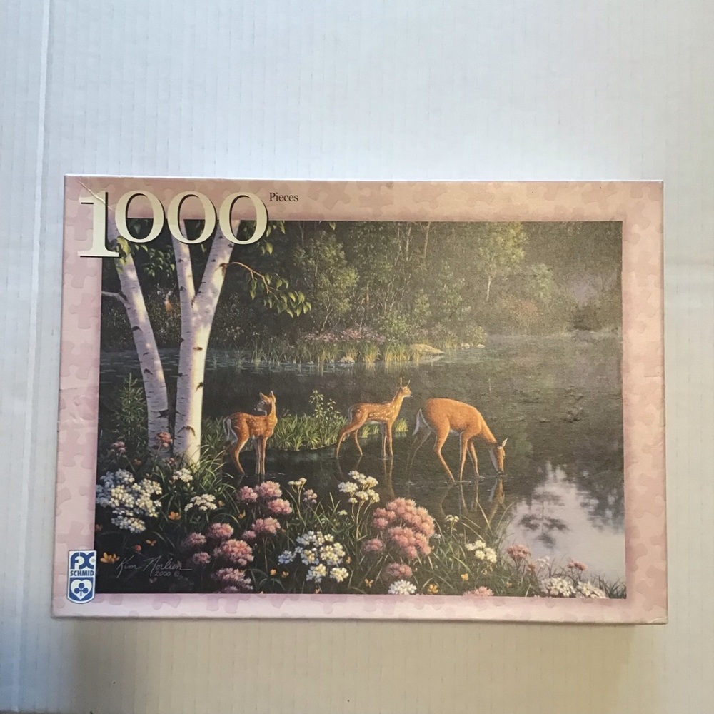 FX Schmid 1000 piece puzzle complete New Beginnings Deer Fawn 2002